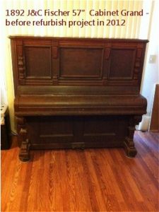 Wes Flinn RPT - 1892 J&C Fischer Upright 57″ Cabinet Grand Piano